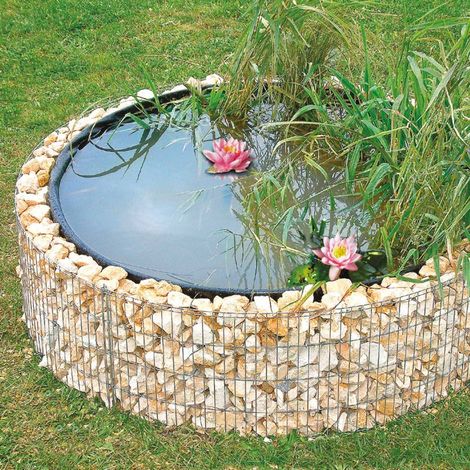 bellissa Hochteich rund Ø 146/126 cm H: 40 cm Hochbeet Gabione 95577 Teich Stein (1/4)