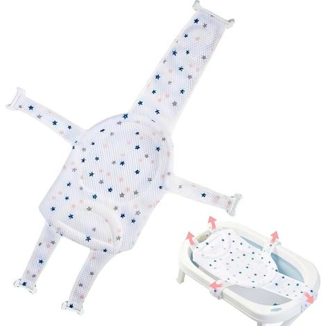 Hamac de bain pour bébé, Coussin de bain pour nouveau-né, insert de siège en filet de bain, support de siège de bain réglable (1/5)