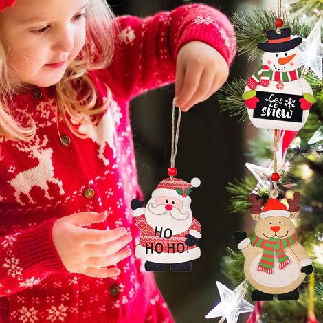3er-Set weihnachtliche Holzanhänger mit Aufdruck, Weihnachtsbaumdekoration, Fenster-, Tisch-, Schaufenster-, Einkaufszentrum- und Partydekoration (1/4)