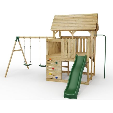 FarmPlay Hayloft Climbing Frame with Double Swing and Slide (1/5)