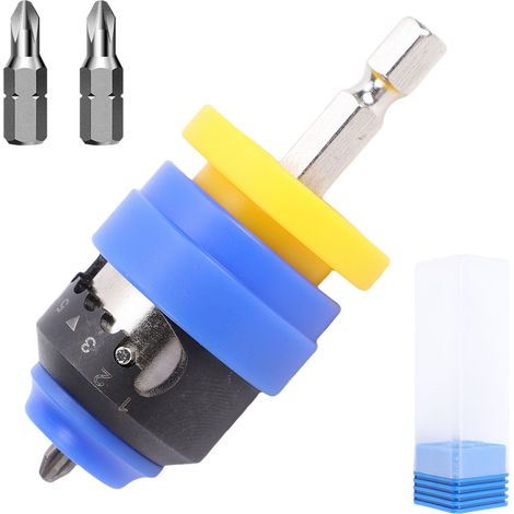 [JAMAIS UTILISÉ]Visseuse à profondeur réglable à 7 niveaux avec porte-aimant, 2 embouts de rechange pour cloisons sèches, transformable en visseuse électrique (bleue). (1/5)