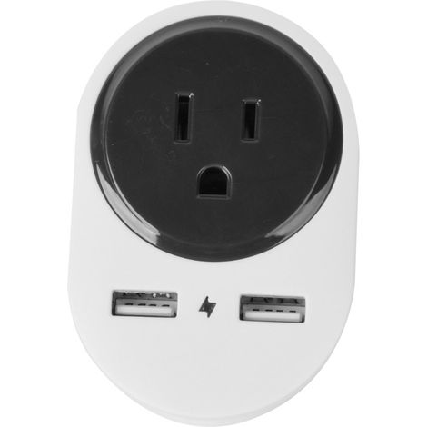 Reiseadapter EU-USA/Japan mit zwei USB-Anschlüssen für Smartphone und Tablet, 110–240 V/10 A, Grau