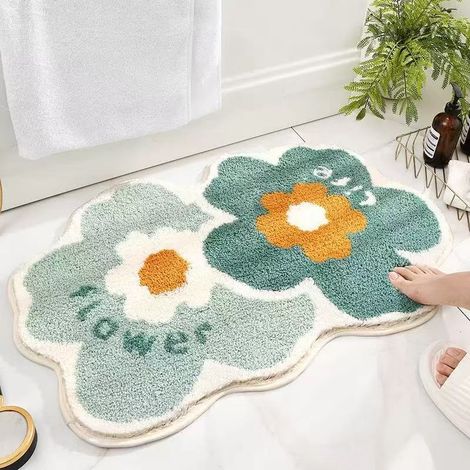 Tapis Salle de Bain Moelleux en Microfibre, Tapis de Douche Absorbant Lavable en Machine pour Salle de Bain, Cuisine, Chambre, 50x80cm (1/5)