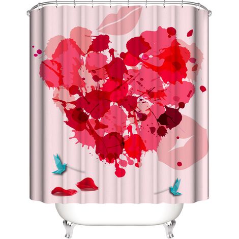 Rideau de douche Saint-Valentin 180 x 180 cm, motif graffiti amour