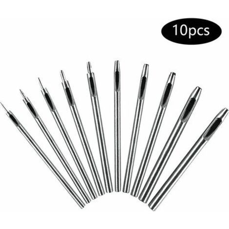 Perforateur Cuir 10 Pièces Emporte Pièce à Frapper Pointeau a Frapper Emporte Piece Cuir Papier Joint Moteur Creux Trou Poinçon Creux en Acier Rond Set Poinçon Creux En Cuir，argent， (1/4)