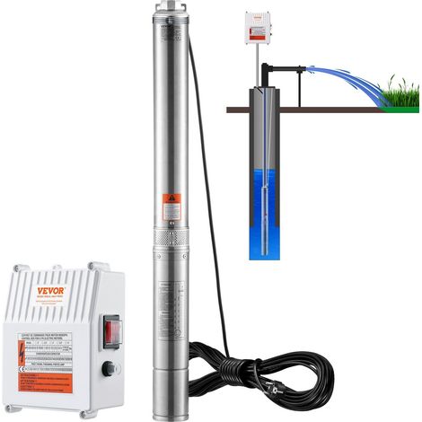 Pompe submersible 1500W 230V 60Hz, débit 98 m³/h, hauteur 108 m, acier inoxydable, IP68, usage industriel et domestique (1/5)