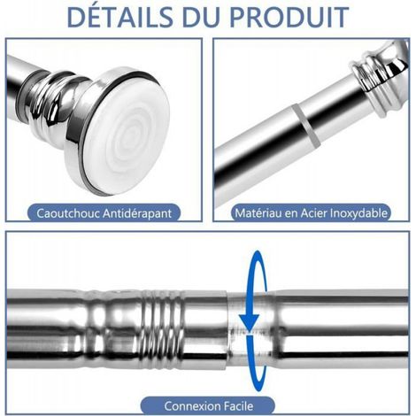 1 Tringle Extensible Inox, 60 à 295 cm, Sans Perçage, Antirouille, Design Contemporain, Salon Cuisine (1/5)