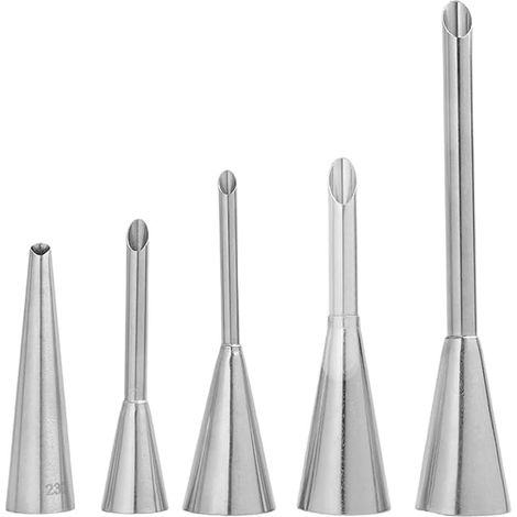 Set of Stainless Steel Pastry Nozzles for Decorating Sprouts - Long 5 mm 6 mm 8 mm (1/5)