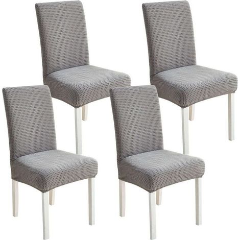 Stuhlhussen, 4er-Set Universal-Stretch-Stuhlhussen, dick, dehnbar, fleckenabweisend, Grau - Crezuo
