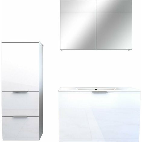 AcquaVapore Badmöbel Set Gently 1 V2 L Weiß MDF Waschtisch 80cm ohne LED Beleuchtung (1/5)