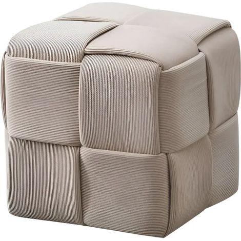 Pouf quadrato colore tortora effetto intrecciato Den 39x39x39H (1/4)