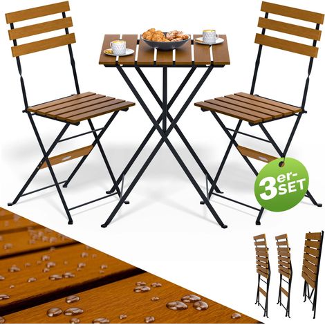 CASARIA® Balkonmöbel Set 2 Personen Wetterfest FSC®-zertifiziert 3-Tlg Holz Vormontiert Klappbar 160kg Belastbar Akazie Balkon Garten Terrassenmöbel (1/5)