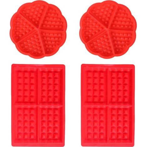 Moule à Gaufre SiliCône Bakeware-Plaque de cuisson Anti-adhésif gaufrée moules à Muffin biscuit en Forme carrée en forme de coeur 4 PCS- (1/3)