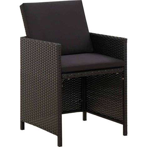 Maison Exclusive - Sedie da Giardino con Cuscini 2 pz in Polyrattan Nere (1/5)