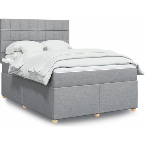Boxspringbett mit Matratze Hellgrau 140x190 cm Stoff