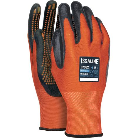 Issaline 07362 Orange Dots Catch Arbeitshandschuhe mit Nitrilbeschichtung - 9 (L)