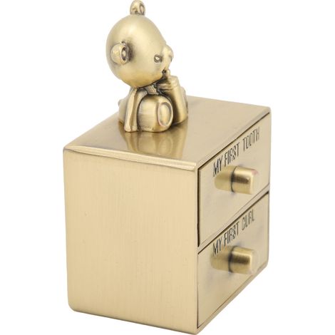 Boîte de Rangement 2 Tiroirs Métal Enfant en Forme d'Ours pour Bijoux et Souvenirs (Vert) (1/5)