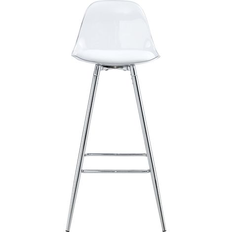 Lot de 2 chaises transparentes avec dossier translucide et structure métallique argentée, sièges ergonomiques pour séjour et salle à manger (1/5)