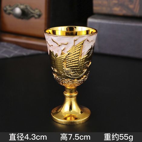 Verre bénitier/verre à vin à pied (doré et blanc) pour usage domestique