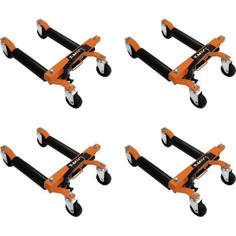Lot de 4 Patins Hydrauliques Pour Roues de Véhicules Crics Chariot Levage jusqu'à 30,5 cm Supporte Pneus 25cm Capacité de 680 kg /patin Rotation de 360° Réparation d'Automobiles Déplacement