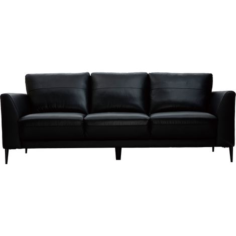 3-Sitzer schwarzes Ledersofa JOPLIN - Büffelleder