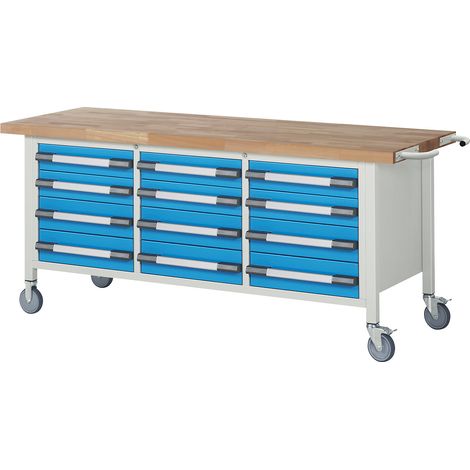 eurokraft pro, Établi mobile série 8000, sur piétement, 12 (1/2)