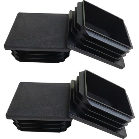 Lot de 4 bouchons pour tubes carrés 10x10 mm, embouts noirs pour poteaux, protections plastique pour profilés métalliques
