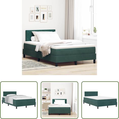 vidaXL Lit à ressorts avec tête de lit Vert foncé 120 x 190 cm Velours (1/5)