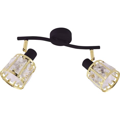 Spot mural et plafond DUNBAR - 2 lumières - E14 - Noir Or - Acier - Orientable (1/4)