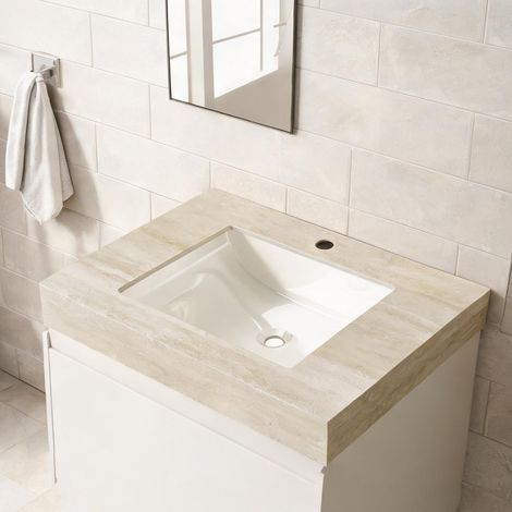 Plan de toilette avec vasque encastrée 76 x 48 cm en pierre (1/5)