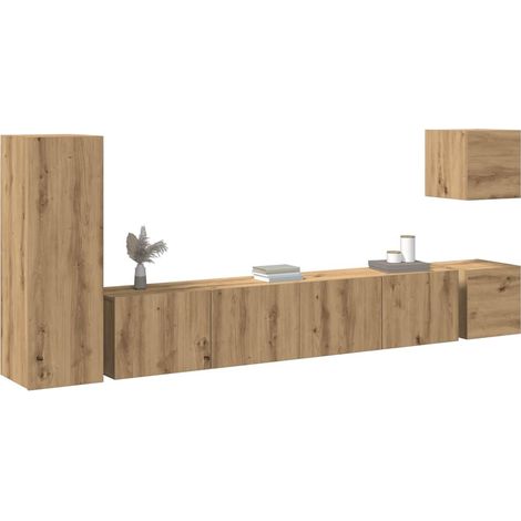 5-tlg. TV-Schrank-Set Wandmontage Artisan-Eiche Holzwerkstoff