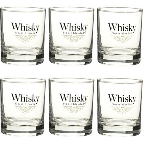 Lot de 6 verres à whisky 30cl – Verre transparent – Forme ronde – Passent au lave-vaisselle – Secret De Gourmet