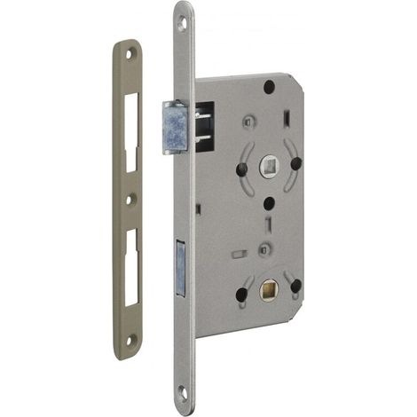 Serrure monopoint encastrée à condamnation – Axe 55mm – Têtière à bouts arrondis – Acier verni – Fouillot en polyamide (1/4)