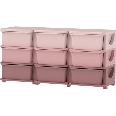 Kids Storage Unit,  Nine Drawers - Pink (1/5)