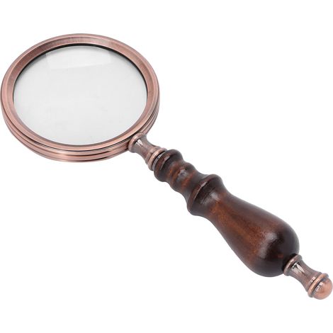 Loupe de lecture rétro en métal 10x pour personnes âgées, loupe à main avec manche en bois, idéale pour lire, bricoler et examiner les détails. (1/5)