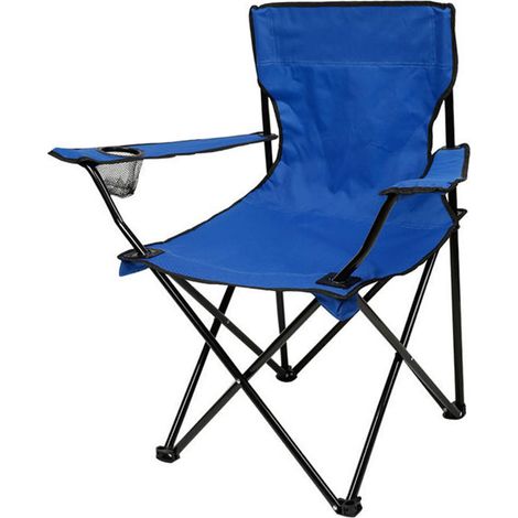 Chaise pliante portable, légère, mobile, robuste et confortable pour le camping, la pêche, le barbecue et la randonnée (bleue). (1/5)