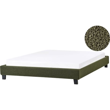 Bed without Headboard Boucle ROANNE 160 x 200 cm (EU King Size) Dark Green (1/5)
