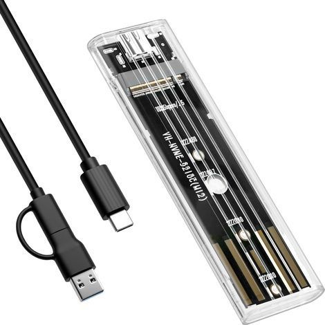 M.2 NVMe Boîtier SSD USB-C 10 Gbps, adaptateur USB 3.1 Gen2 pour SSD PCIe M.2 2230/2242/2260/2280, support UASP, boîtier SSD externe avec démontage d'outils