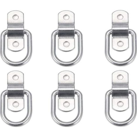 Paquete de 6 anillos de amarre resistentes para montaje, fijación, correas, grapas, ganchos y anclajes de remolque. Anillo de amarre en D.