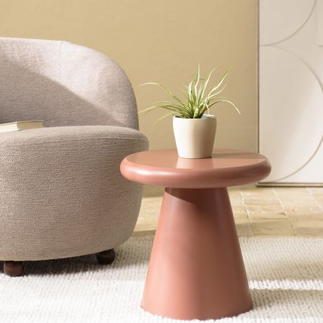 AGATHE - Table d'appoint ronde en bois peint terracotta D40cm