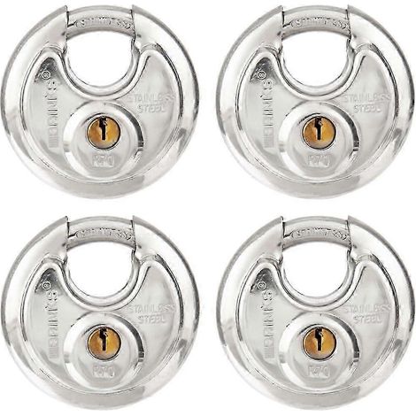 Lot de 4 cadenas à disque BRINKS 70 mm - Clés identiques, chromés, pour abri de jardin et garage (1/5)