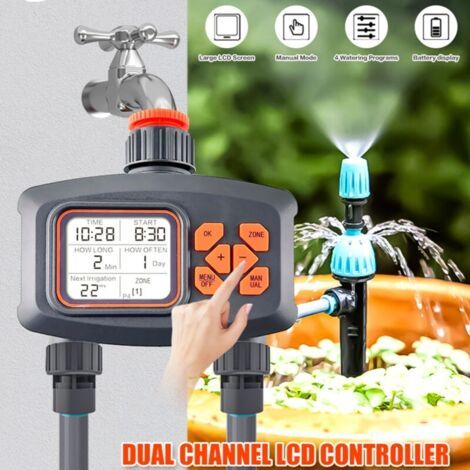 Minuterie d'arrosage grand écran, double sortie, arroseur de jardin intelligent pour extérieur