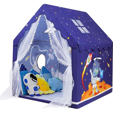 Tente de Jeu Enfants, Cabane Enfant Interieure avec Fenêtres et Sac de Transport, Tente Enfant Interieur et Extérieur, Cadeau d'anniversaire pour Garçons 120×100×130 cm, Astronautes