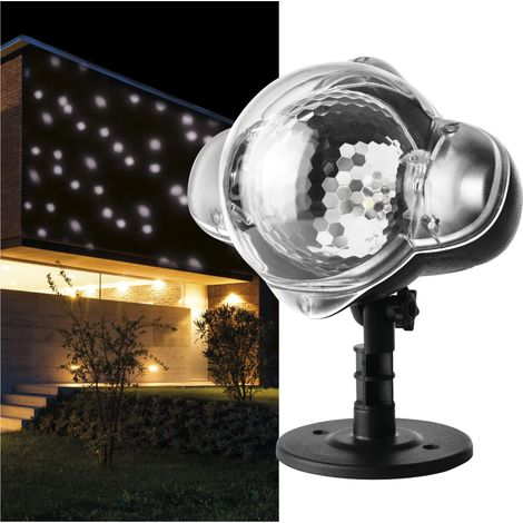EMOS Proiettore a LED, bianco, neve volante, illuminazione da parete, proiezione di facciate, pareti e pareti, IP44, illuminazione natalizia per esterni e interni, cavo da 3 m, nero, DCPC03 (1/5)