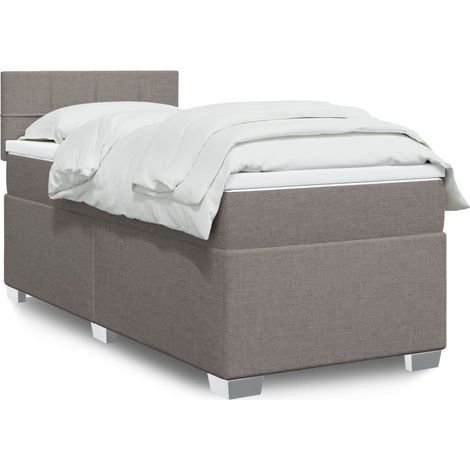 Boxspringbett mit Matratze Taupe 100x200 cm Stoff