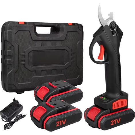 Podadora eléctrica, 1200 W de potencia, voltaje de funcionamiento de 21 V, motor sin escobillas, material plástico + acero, capacidad de corte de 25 mm. (1/5)