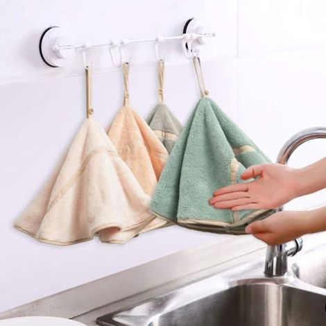Essuie-Mains - Polaire Corail - Diamètre 48,3 Cm - Pour Salle De Bain Cuisine Miroir - Lot De 4 (1/5)
