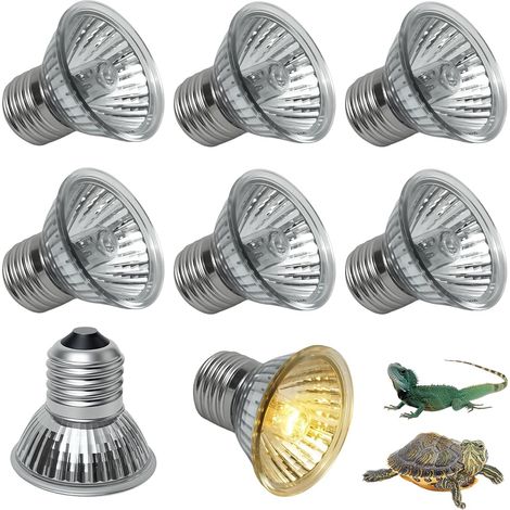 Lot de 6 lampes chauffantes pour reptiles, 25 W, ampoules chauffantes UVA et UVB, pour tortues, reptiles, terrarium, culot E27, intensité variable, pour reptiles, lézards et tortues (1/4)