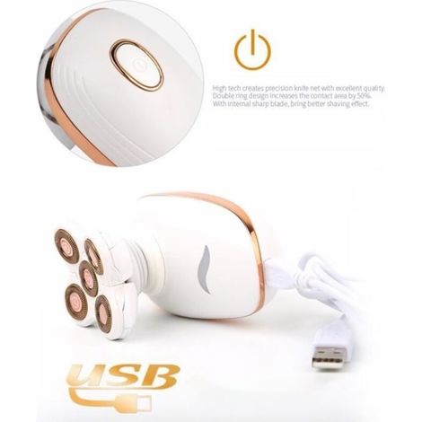 Rasoir électrique pour Femme, Multifonctionnel 5 têtes Épilateur électrique Rasoir Femme pour Jambe Bikini Intime Aisselle et Visage (1/3)