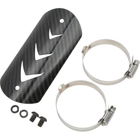 Garde-boue pot d'échappement protecteur en acier inoxydable, bouclier thermique universel pour moto, style fibre de carbone (1/5)